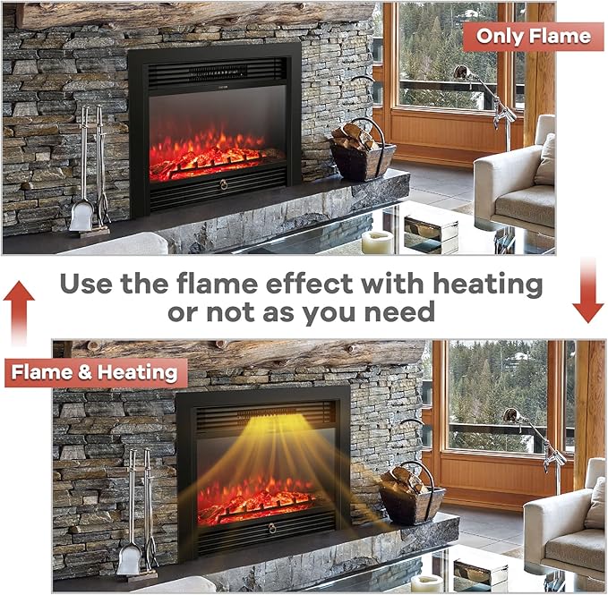Giantex 28.5" Electric Fireplace Insert, Wall Recessed/Mounted, Freestan...