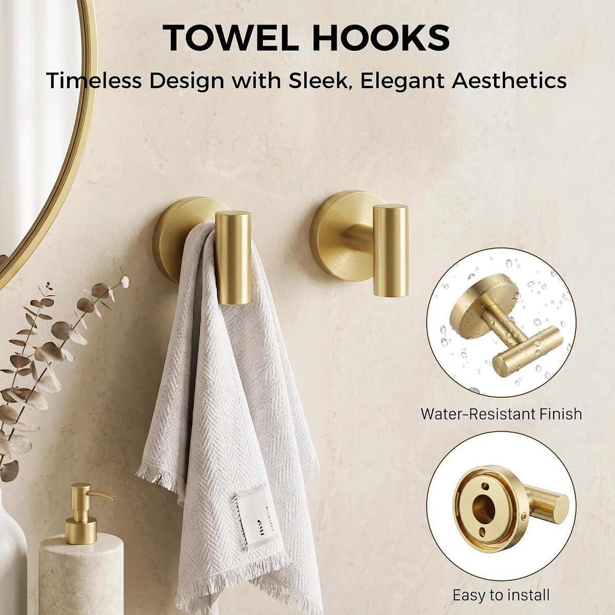 5-Piece 23.6 Inch Brushed Gold Bathroom Hardware Accessories Set