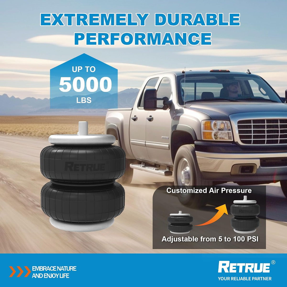RETRUE Rear Air Bags Suspension Kit Compatible with Tacoma Prerunner