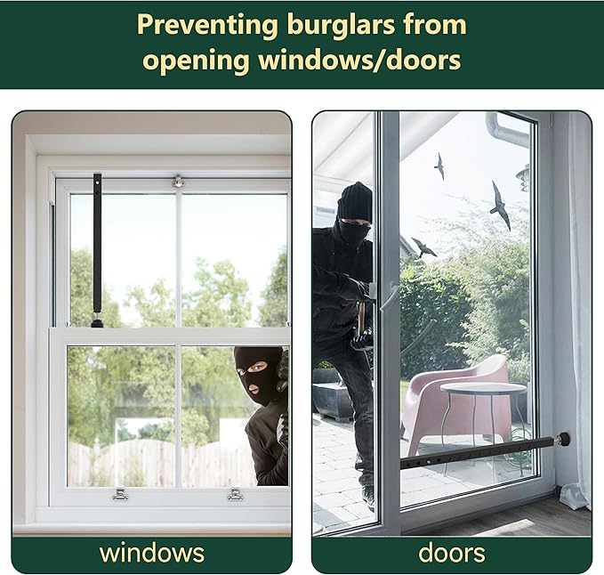 WooFog Adjustable Window Security Bars Vertical, Heavy Duty Sliding Patio Gla...