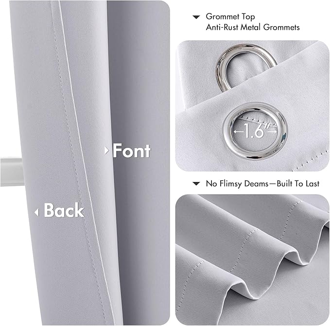 MIULEE Greyish White Blackout Curtains