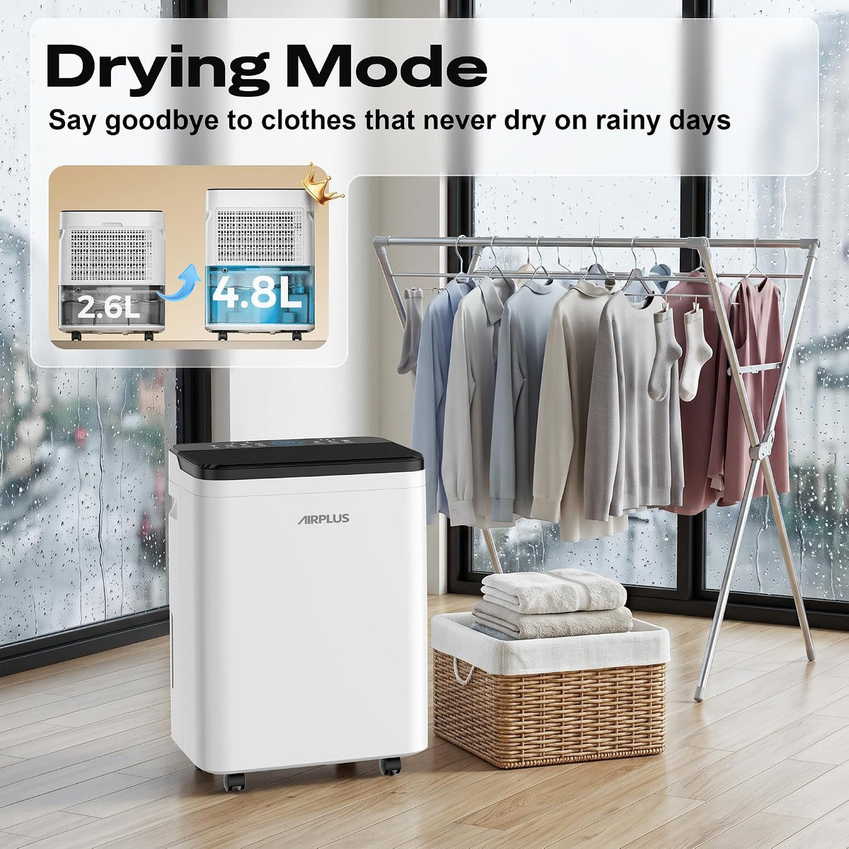 AIRPLUS Max 70 Pint Quiet Dehumidifier for Home Bedroom up to 5500 Sq Ft
