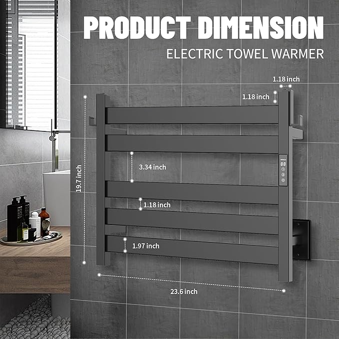 K&KALONZO Towel Warmer for Bathroom, Wall-Mounted 5-Bar Heated Towel Rack