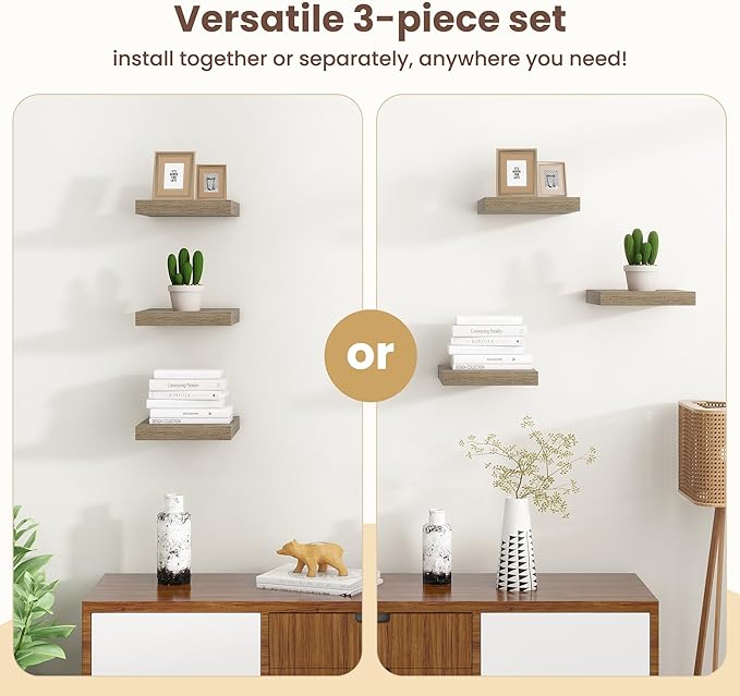 Fun Memories Floating Shelves for Wall (Set of 3)