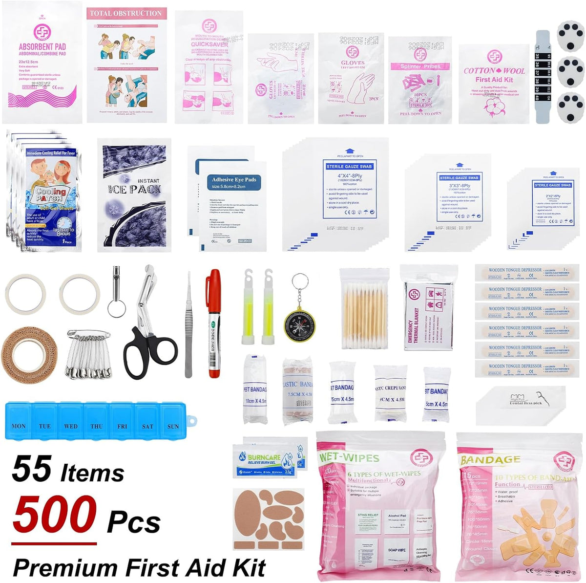 Gevoke Professional 500 Piece Emergency First Aid Kit for Home, Car