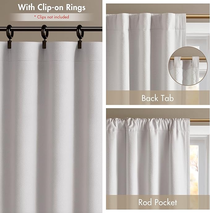Madison Park Karien 100% Blackout Curtains 52x84 – White, 2-Layer Noise (2-PK)