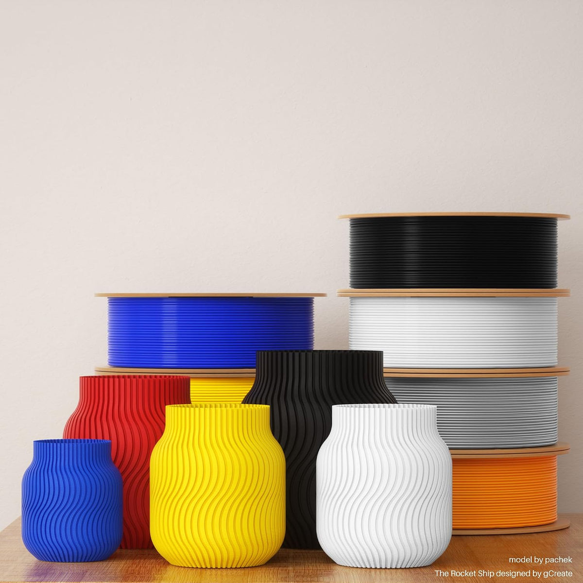 ELEGOO Rapid PETG 3D Filament Bundle 1.75mm Black/White/Blue/Red 4KG