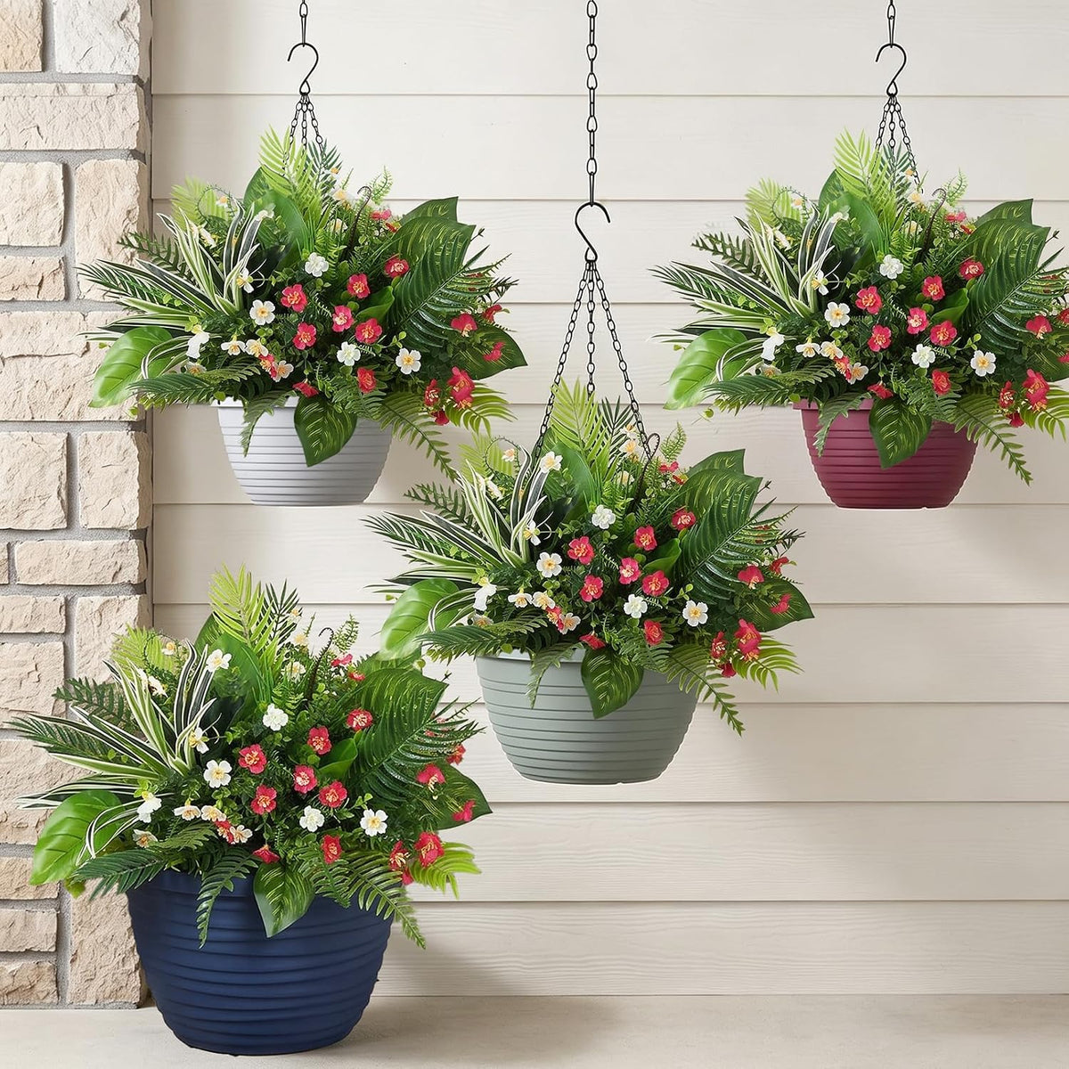 21Pcs Fake Outdoor Plants Artificial Greenery for Outdoor Greenery Stems