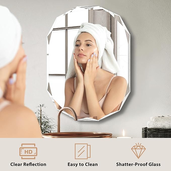 Bathroom Mirrors for Over Sink, Round Frameless Mirrors for Wall, 20x30 Inch