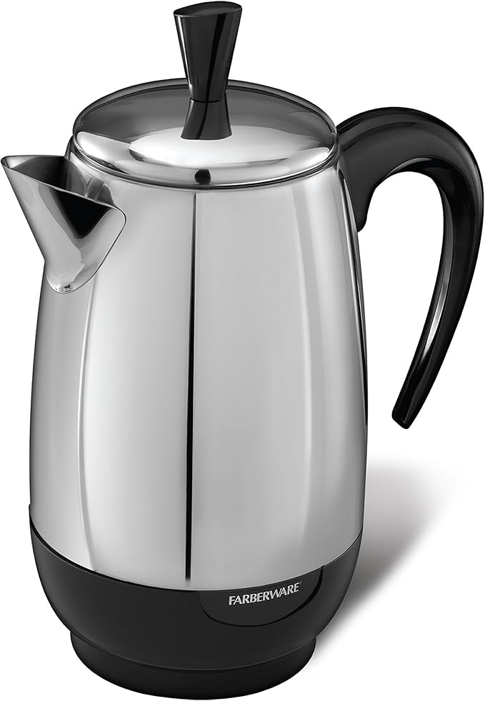 Farberware Electric Coffee Percolator, Stainless Steel Basket, Automatic Keep