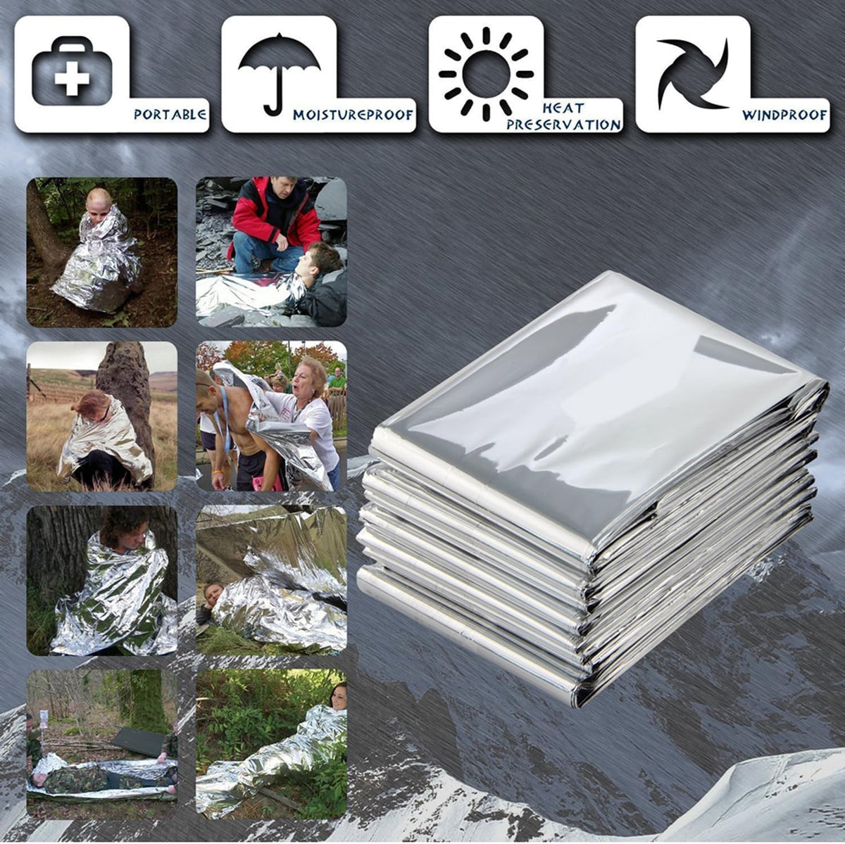 Emergency Foil Thermal Blanket shelter Survival Reflective Blankets