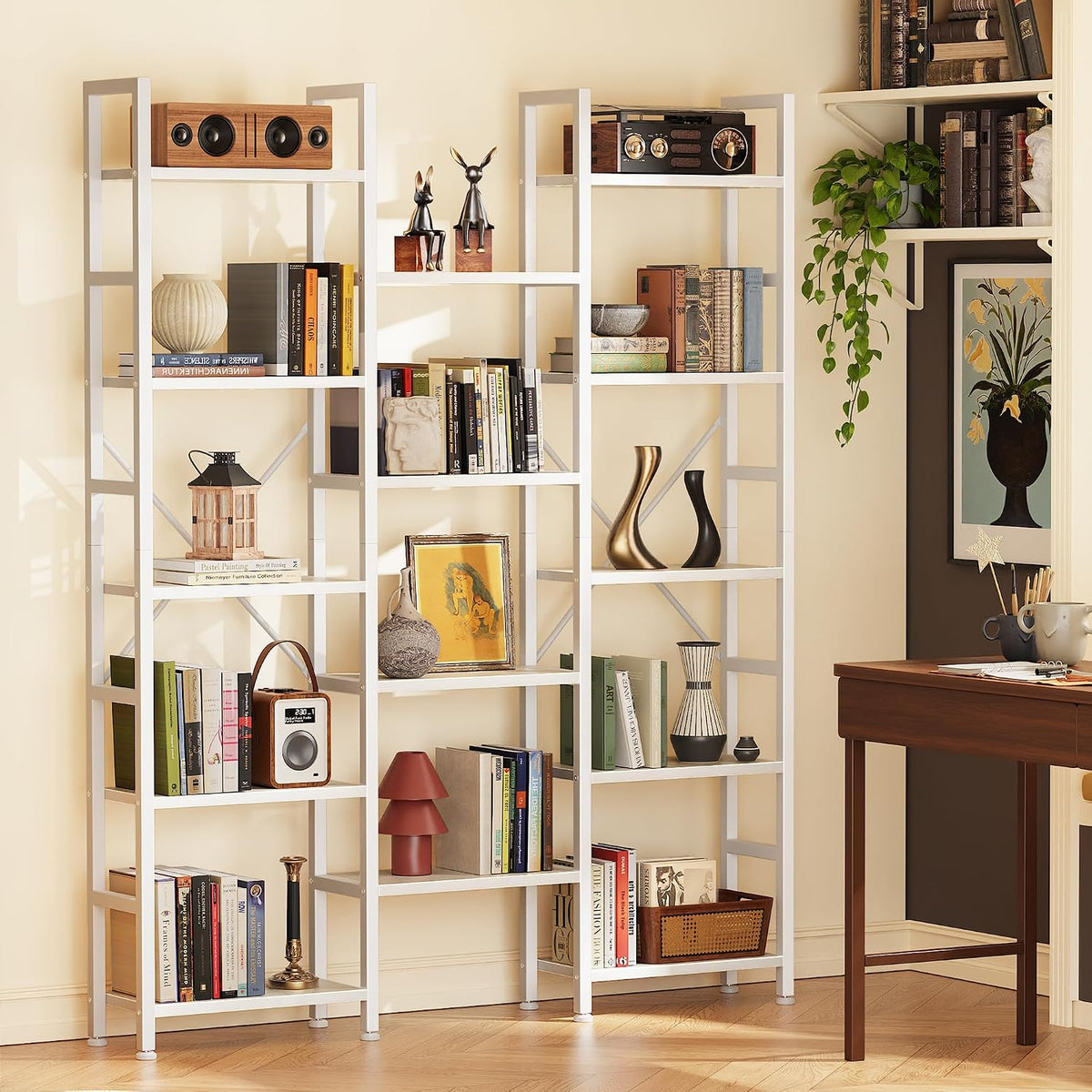 Huuger 5 Tier Bookshelf, 68'' Tall Bookcase with 14 Open Shelves, White