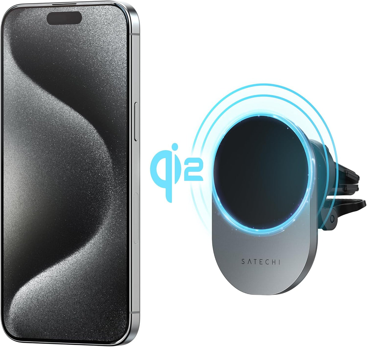Satechi Qi2 Wireless Car Charger, 15W Fast Charging