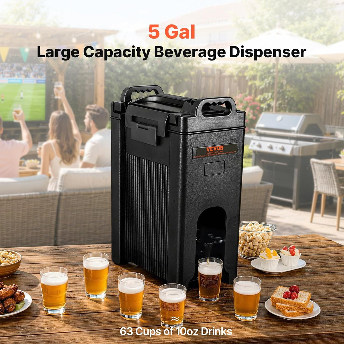 VEVOR Insulated Beverage Dispenser, 5 Gallon, Hot and Cold Beverage Server