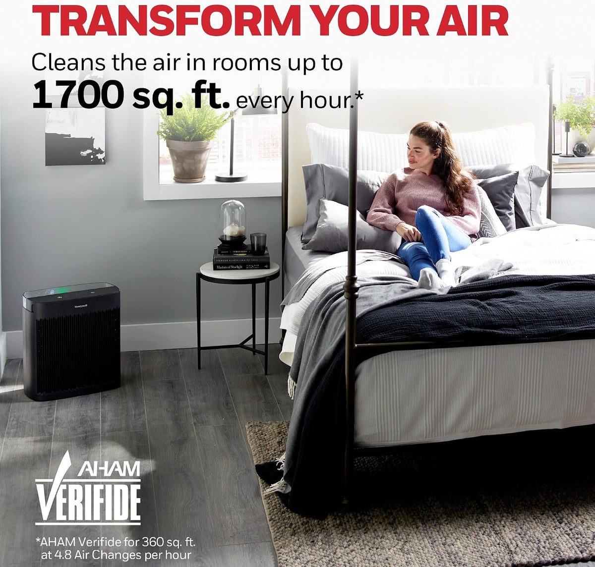 Honeywell HEPA Air Purifier for Home and Large 1700 ft² Rooms, Black