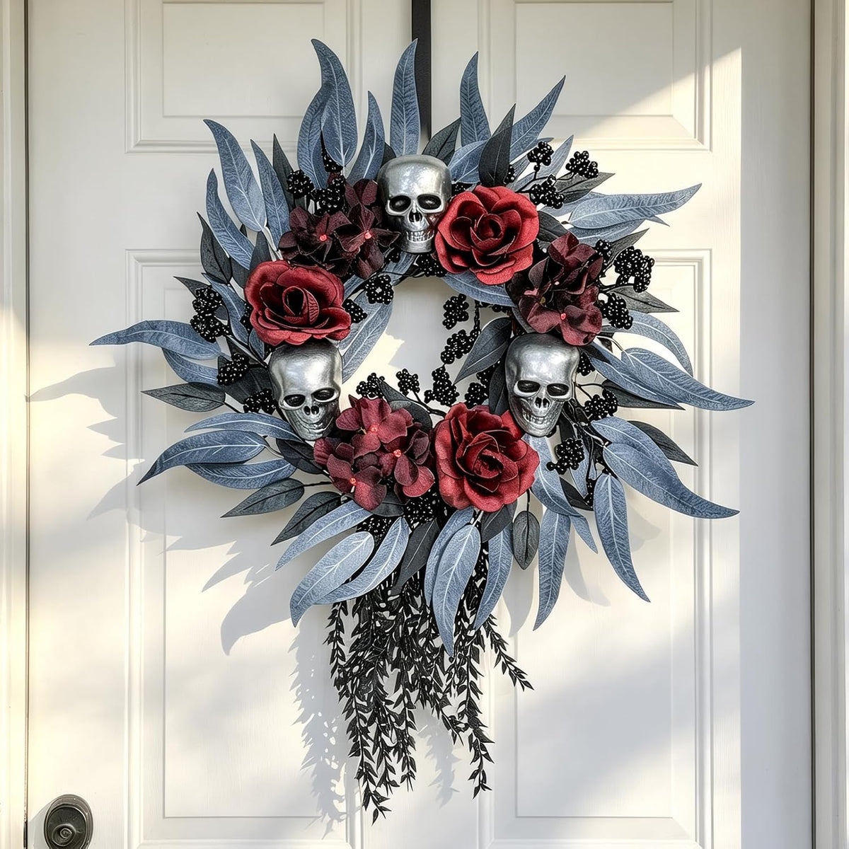 22" Halloween Wreath for Front Door, Gothic Halloween Decor Indoor