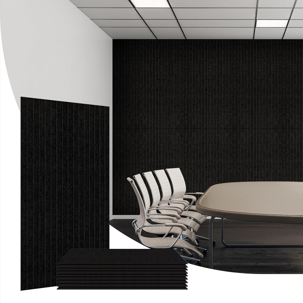 Olanglab Acoustic Wall Panels, 10 Pack, 48" x 24", Black