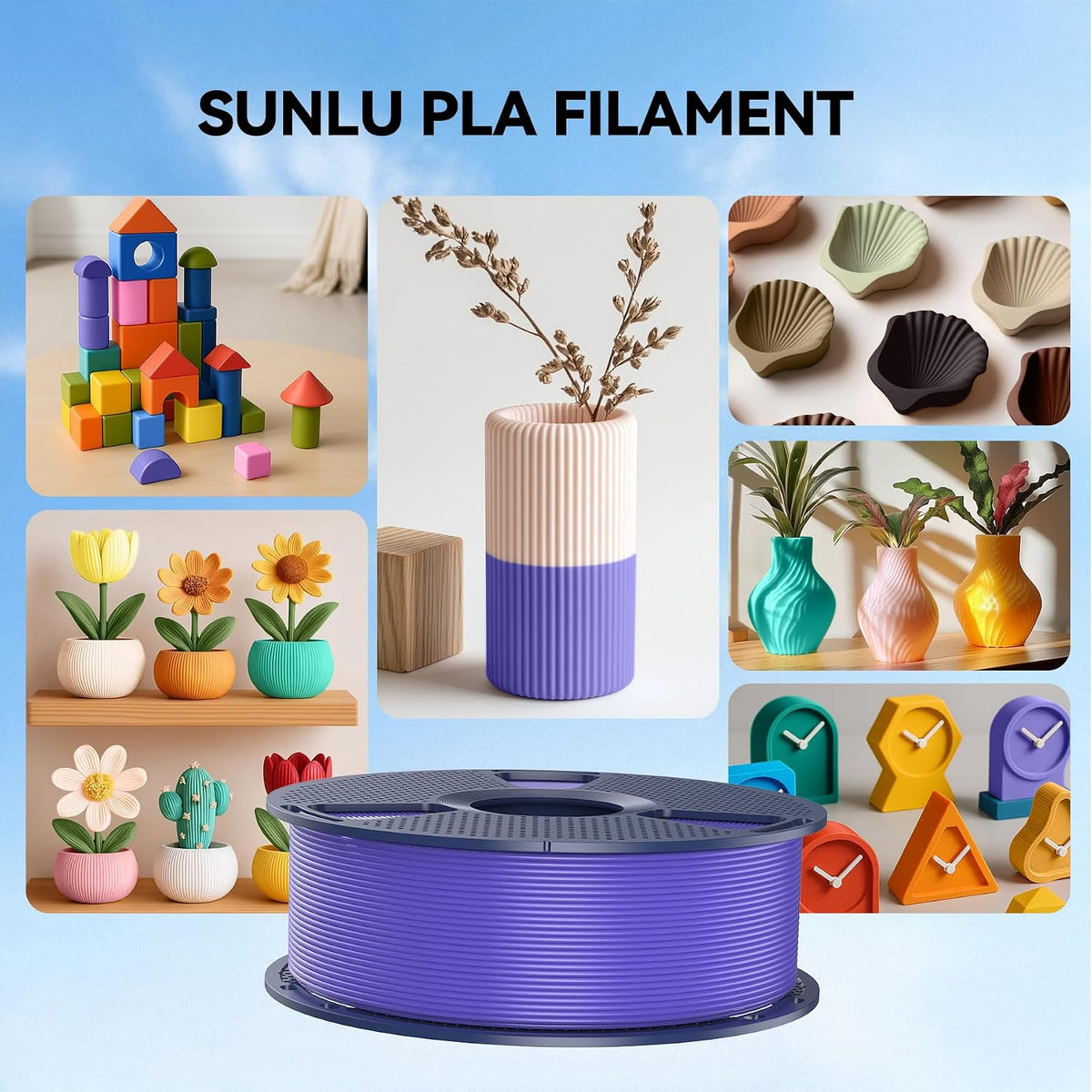 SUNLU PLA 3D Printer Filament, Oak & Coffee Brown, 2-Pack, 2KG Total