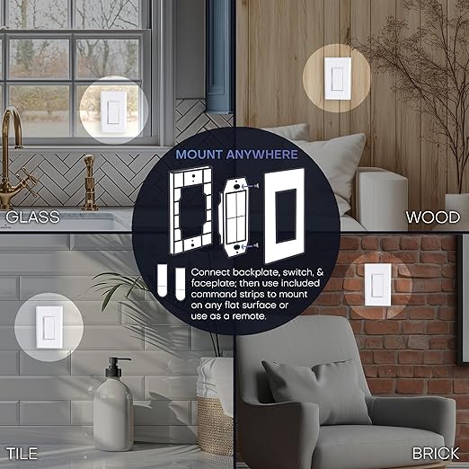 RunLessWire Fan & Light Battery-Free DIY Wireless Light Switch Kit 150ftRF