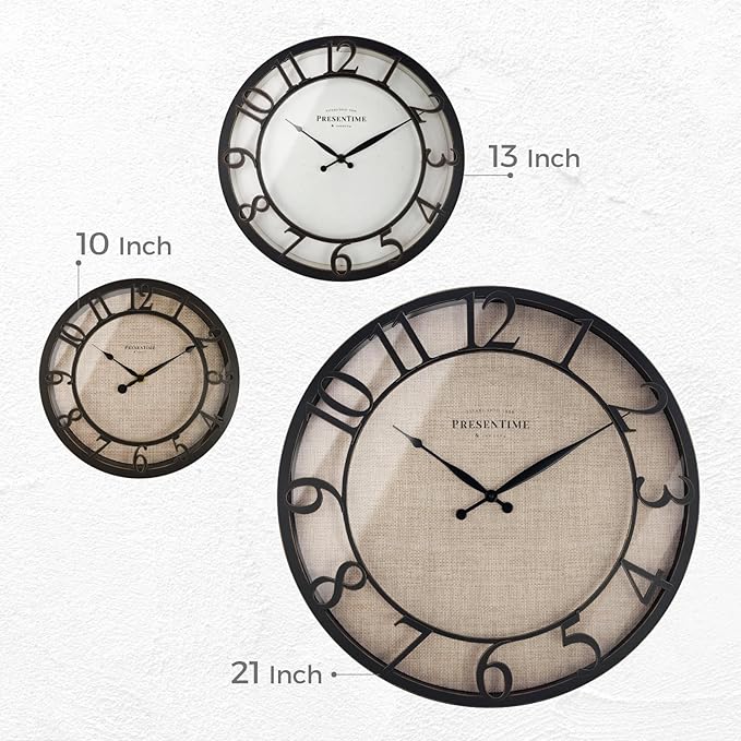 Presentime & Co 21" Farmhouse Series Wall Clock, Vintage Style, Retr...