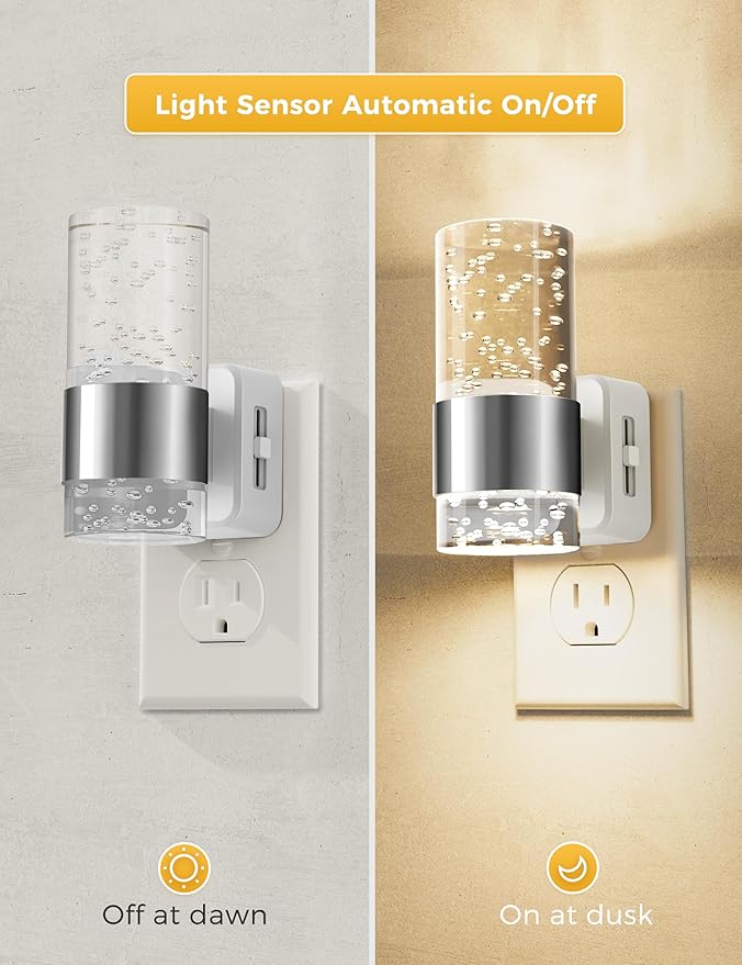 L LOHAS LED Night Light, Dimmable Night Lights Plug into Wall, 2 Pack Acrylic