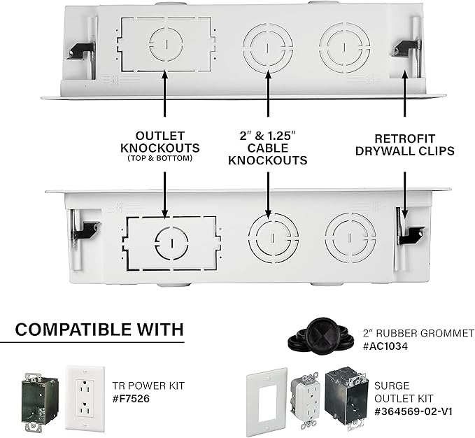 Legrand - OnQ Cable Management, In-Wall Media Box, Dual Purpose Structured