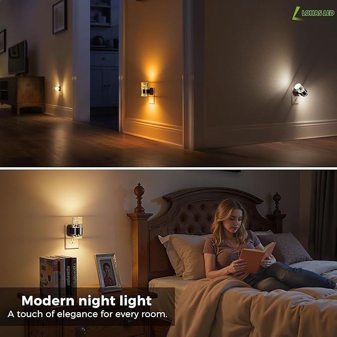 L LOHAS LED Night Lights Plug into Wall 2 Pack, Dimmable Night Light