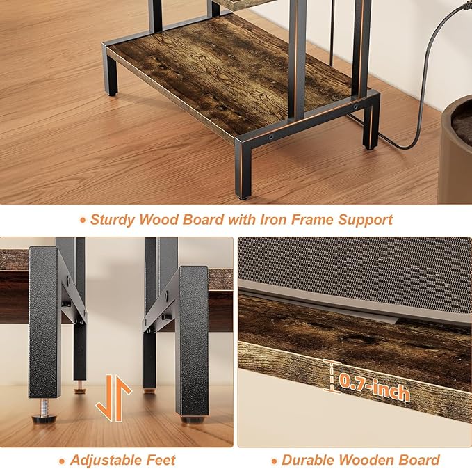 Aquzee Game Console Stands, 4-Tier AV Media Shelf, Stereo Stand, Wood Gaming