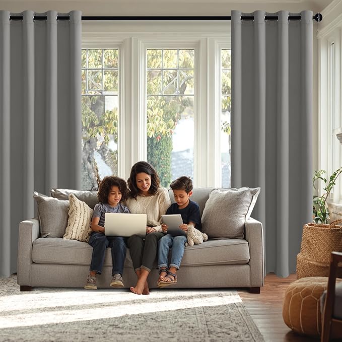 JIUZHEN Light Grey Blackout Curtains