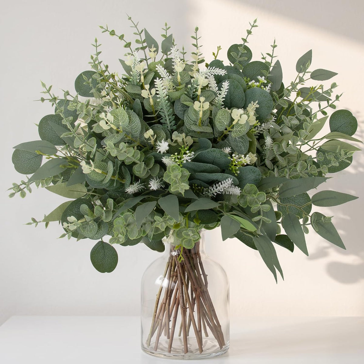 135 Pcs Artificial Eucalyptus Stems, Mixed Greenery Stems for Decor