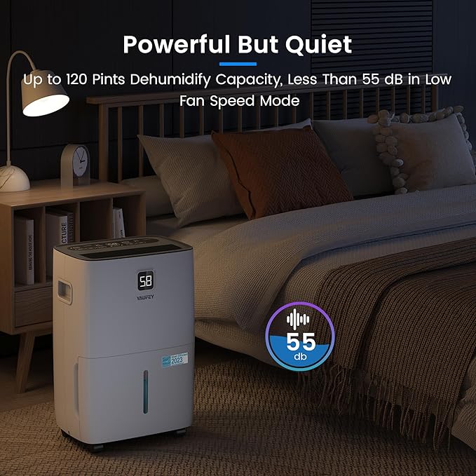 Yaufey 6000 Sq. Ft. Energy Star Certified Dehumidifier, Max 120 Pints