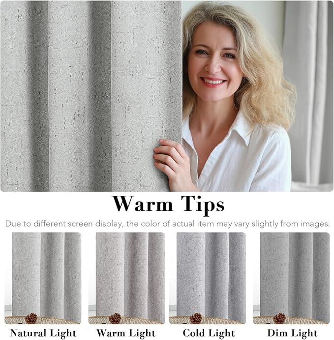 H.VERSAILTEX Linen Blackout Curtains Durable Thick Textured Linen Look 100%