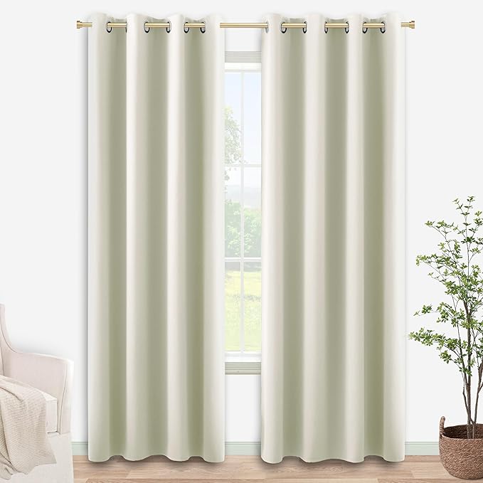 KOUFALL 90 Inch Long Curtains for Living Room 2 Panels Set, Cream Room