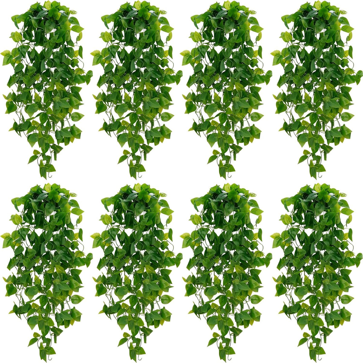 BLEUM CADE Fake Hanging Plants, 8pcs Artificial Pothos Vines Greenery for Wal...