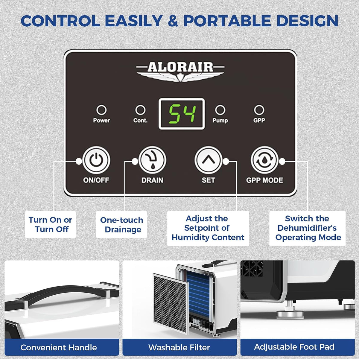 ALORAIR 70 Pints Crawl Space/Commercial Dehumidifier with Pump(Helios MP35)