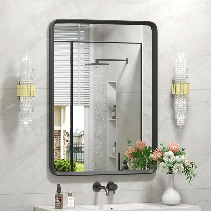 20x30 Inch Black Matte Framed Mirror