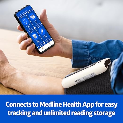 Medline Bluetooth Blood Pressure Monitor, Attached Universal Upper Arm Cuff