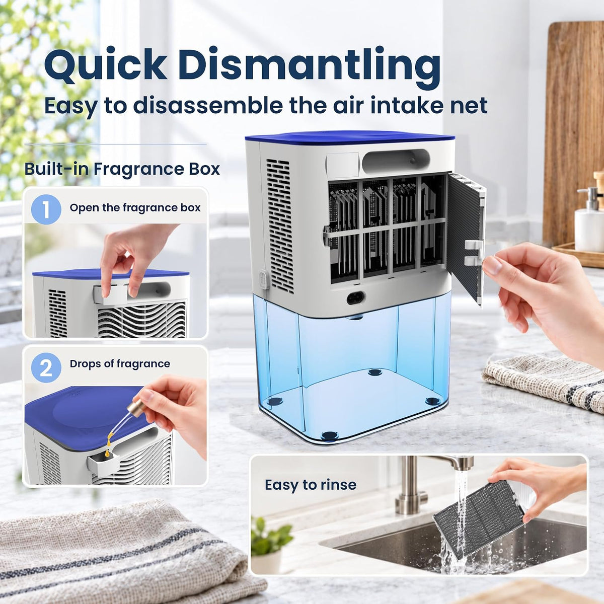 MTOX Dehumidifier for Home, 1000 Sq Ft, 3L Water Tank with Auto Shut-Off