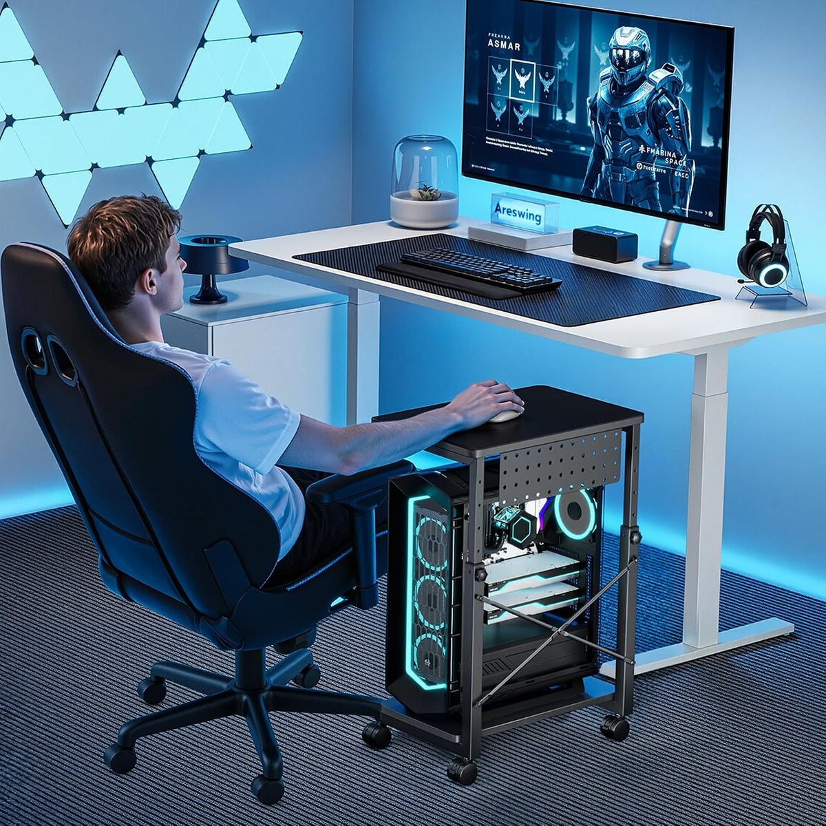 ARES WING Height Adjustable Computer Tower Stand Fits 21.7"-33.5"