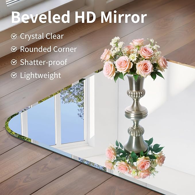 CILIBER Beveled Mirror 30"x30", Square Frameless Bathroom Mirror Ro...