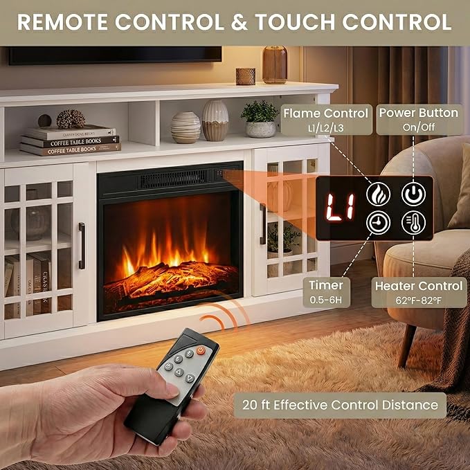 SIMOE Fireplace TV Stand Electric Fireplace 49Inch Console up to 55'' TV