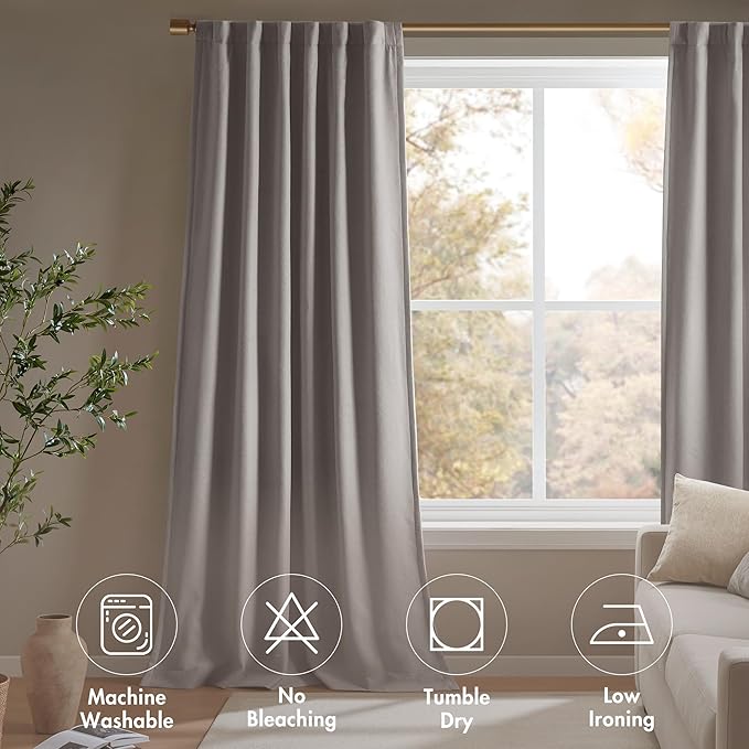 Madison Park Karien 100% Blackout Curtains 52x108 – Grey, 2-Layer Noise (2-PK)