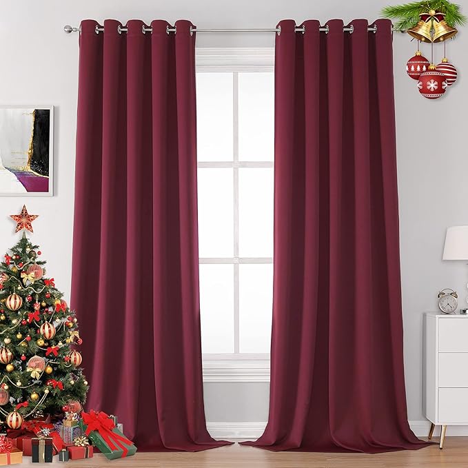 DUALIFE Burgundy Red Curtains for Bedroom Extra Long Drapes 120 Inches Long f...