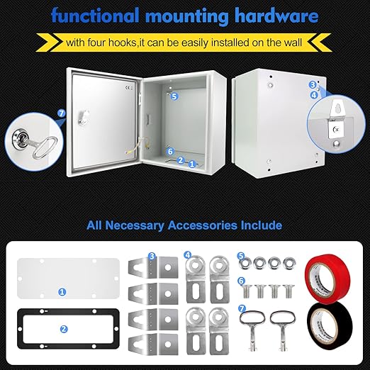 Outdoor Electrical Box, Steel Junction Box 24X16X10'', NEMA 4X Electr...