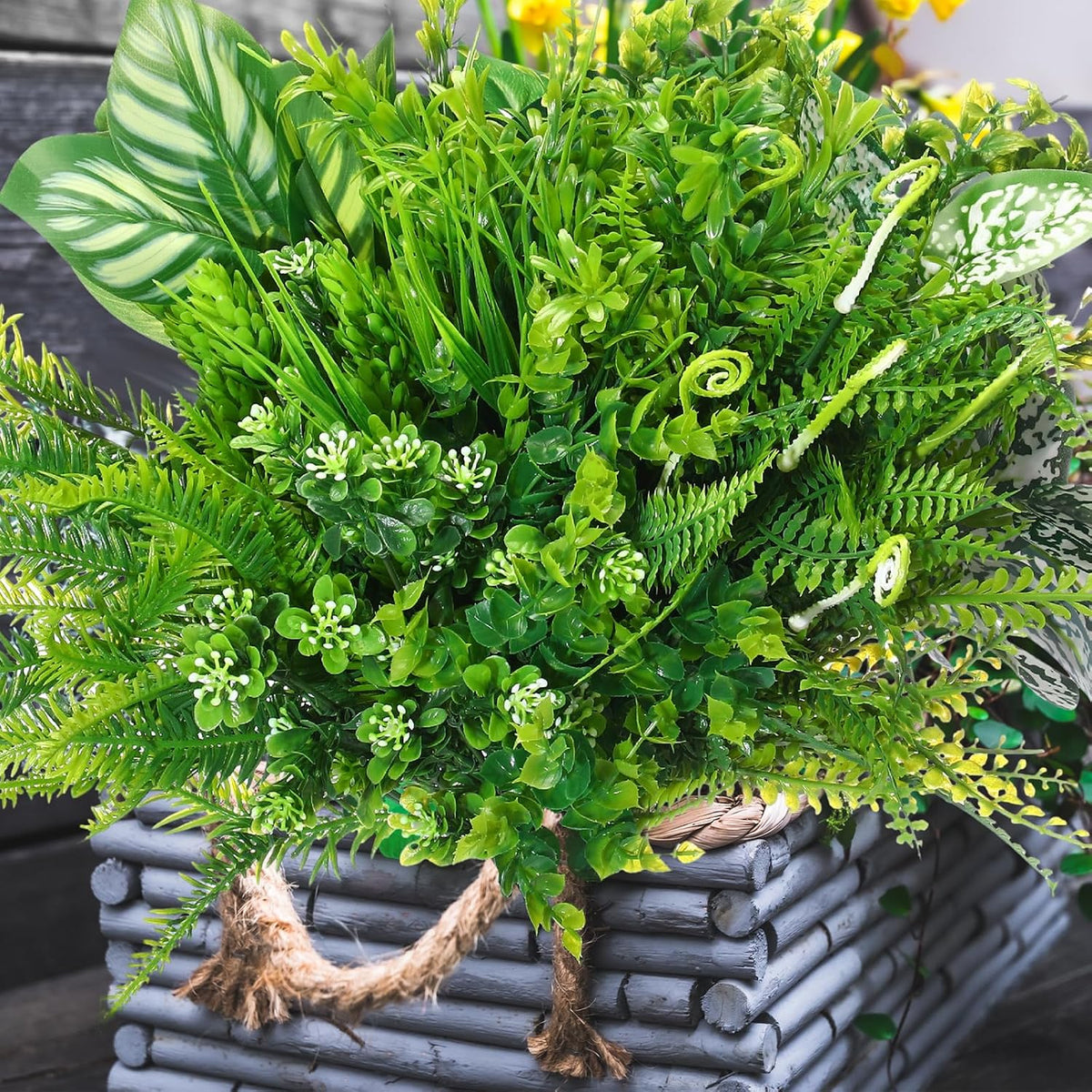 24 Pcs Artificial Outdoor Plants UV Proof, Greenery, Fresh Color