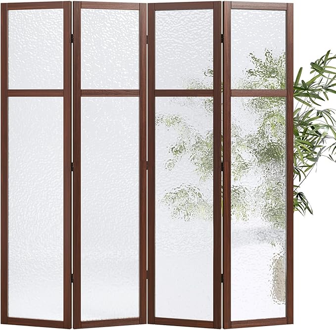 Acrylic Room Divider, 4-Panel Freestanding Partition Screen, Frosted