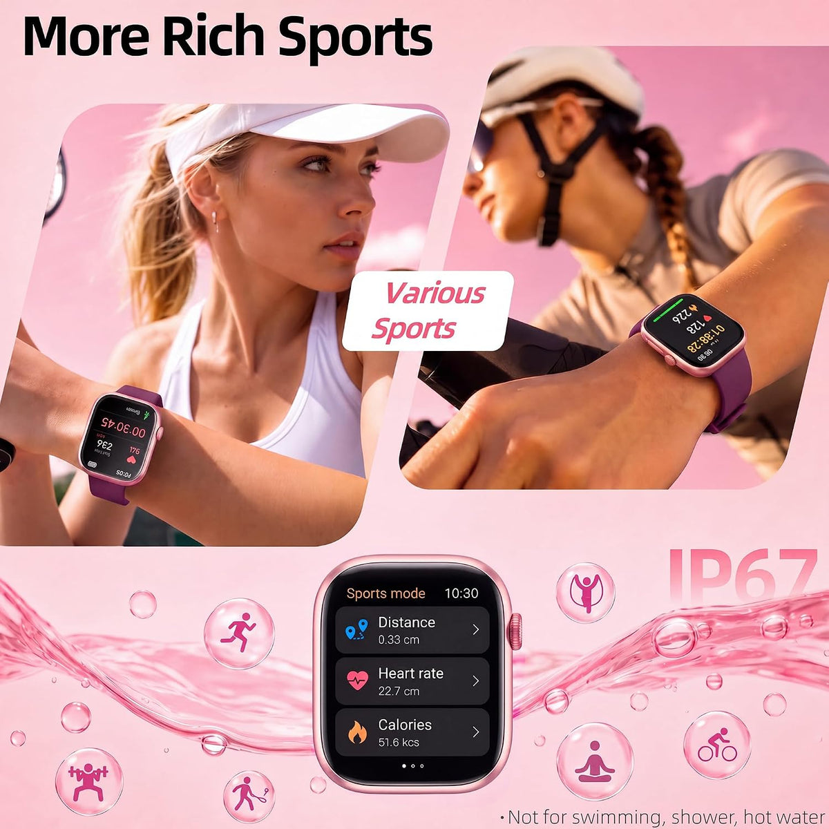 Smart Watch for Women, Bluetooth Answer/Make Calls, 1.83"HD Screen, 2 Bands