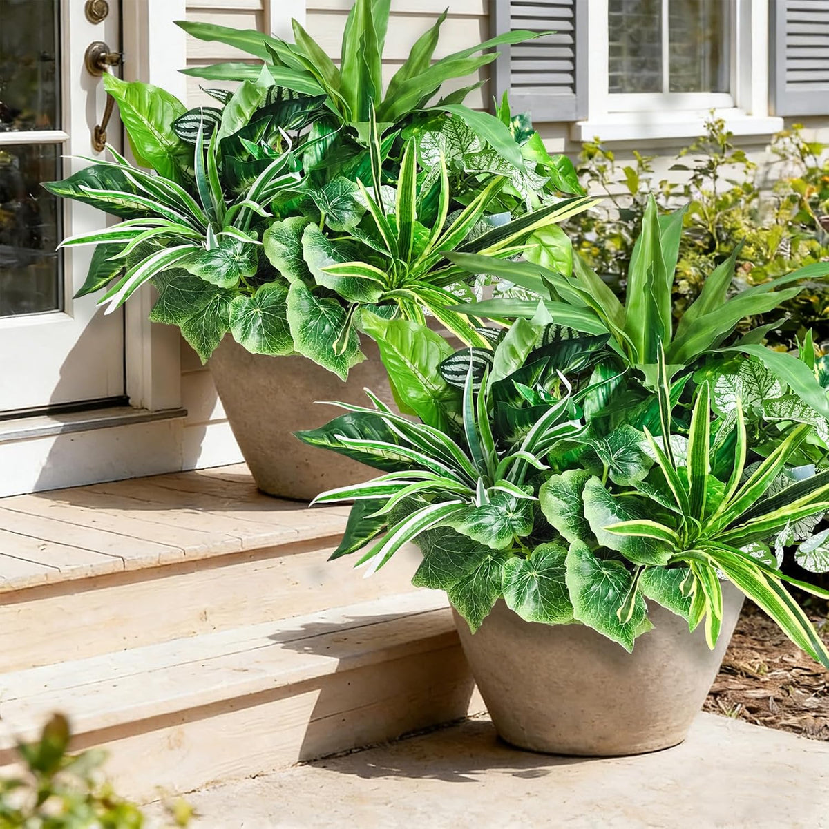Artificial Plants for Outdoors Faux Greenery Leaves UV Resistant Fake Plant