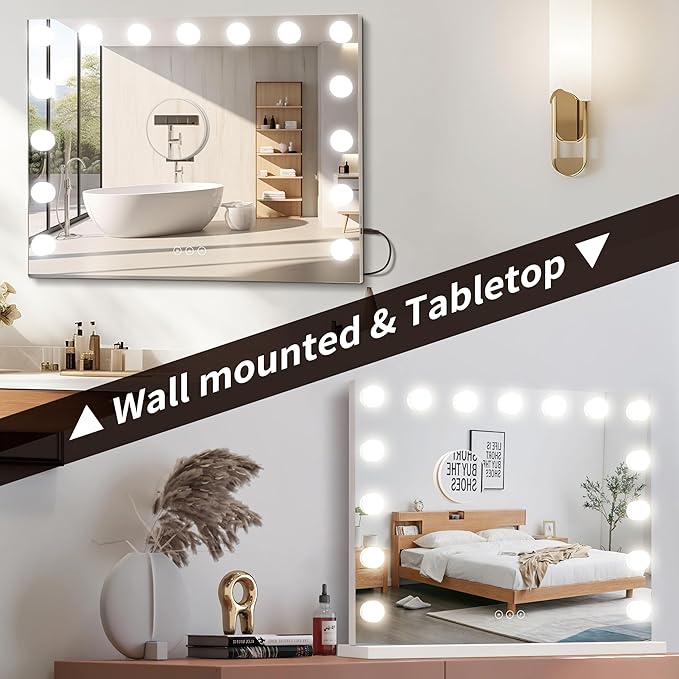Vanity Mirror with Lights Lighted Makeup Mirror with 15 Dimmable LED Bulbs
