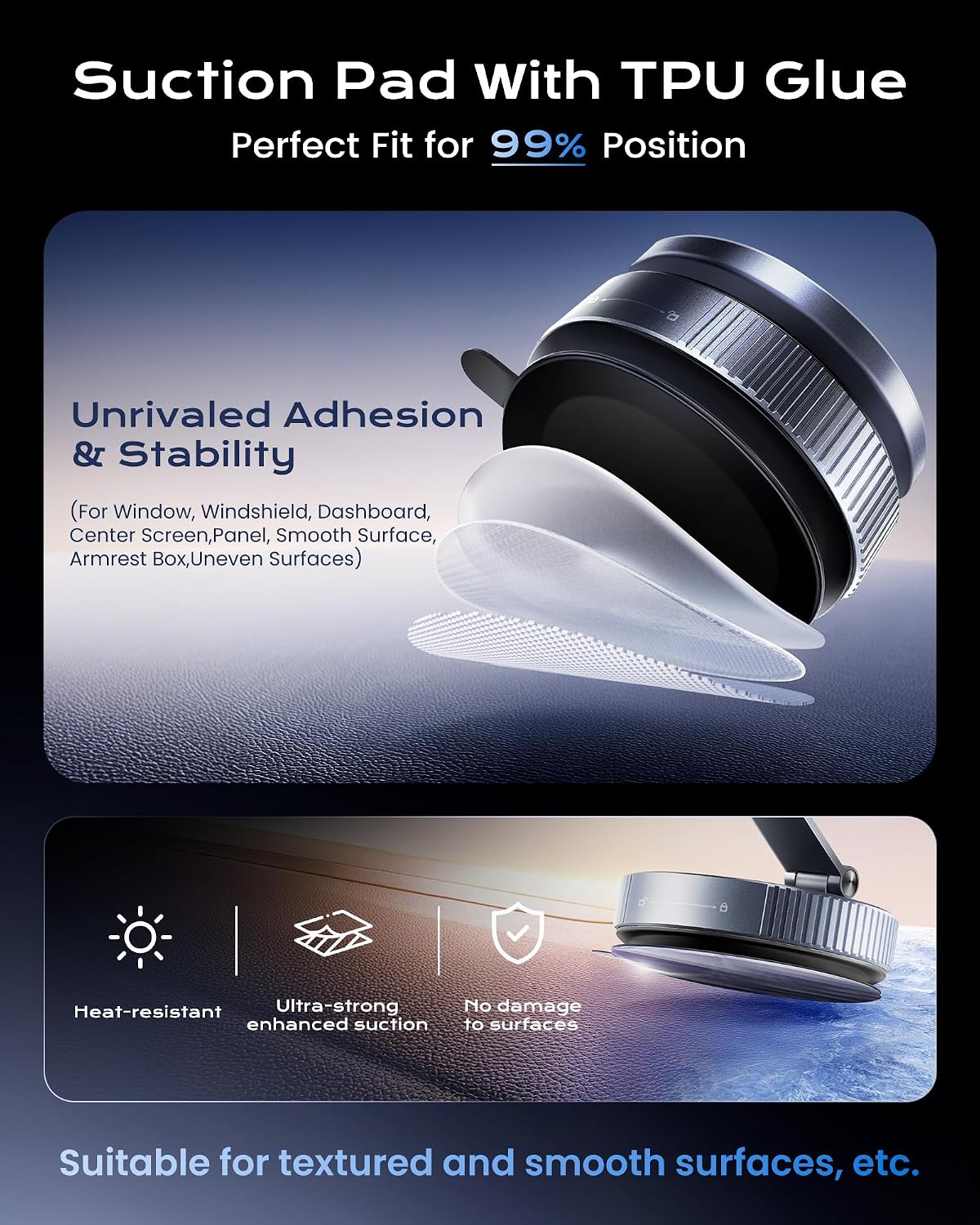 avedio links 15W Vacuum Magnetic Wireless Car Charger Mount with Adapter